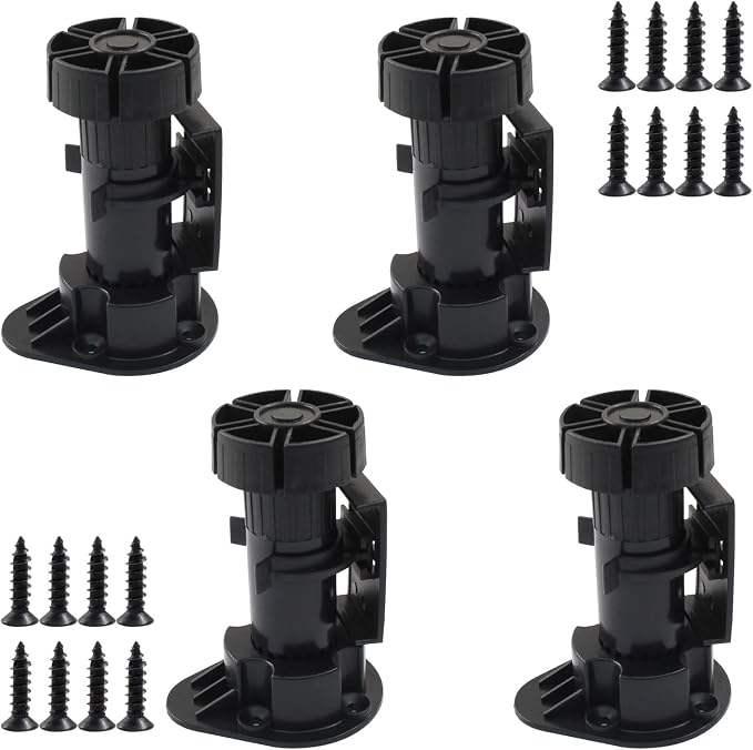 Jiozermi 4 Pack Black Plastic Cabinet Legs, Adjustable Furniture Feet - Image 5