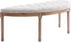 Kmax 55" Upholstered Bench Tufted Fabric Bench Vintage Semi-Circle Entryway - Image 4