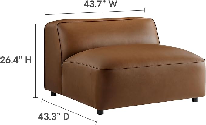 Modway Auren Vegan Leather Modular Armless Chair in Coffee - Image 3
