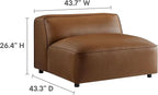 Modway Auren Vegan Leather Modular Armless Chair in Coffee - Image 3