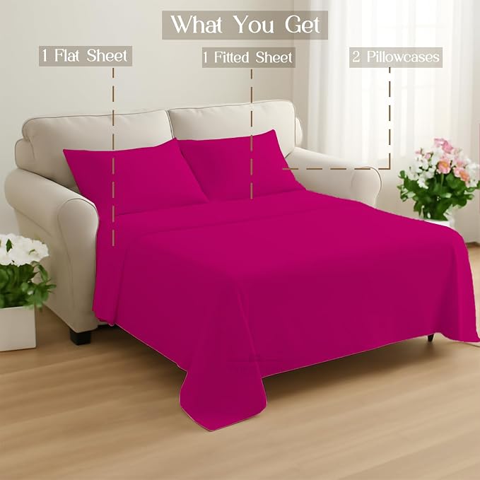 Sleeper Sofa Bed Sheet, 100% Cotton 400 Thread Count, 4 Piece Set, Deep Pocket - Image 8