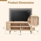Tangkula Fluted TV Stand for TVs up to 60”, Mid Century Curved Entertainment - Image 5