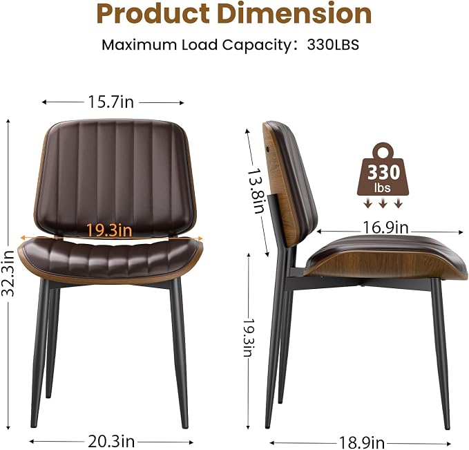 YaFiti Dining Chairs Set of 2, Mid Century Modern Dining Room Kitchen Chairs - Image 2