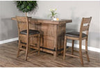 Pemberly Row Set of 3 Wood Bar Unit and 2 Ladderback Barstool in Natural Brown - Image 2