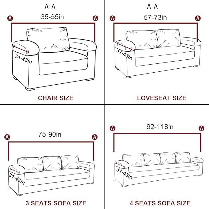 vctops 4 Seater Velvet Plush Stretch Sofa Slipcover 1-Piece Sofa Cover - Image 5