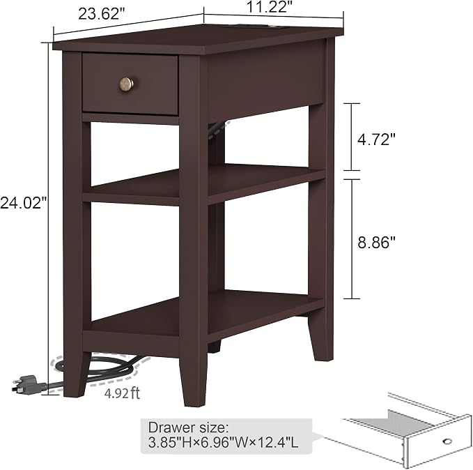 ChooChoo Narrow End Table Set of 2, Side Table Living Room - Image 3