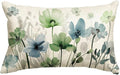AVOIN colorlife Poppy Flowers Chinoiserie Throw Pillow Cover 12x20 Inch | Blue by AVOINcolorlife