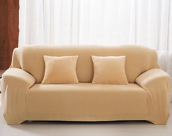 vctops 1-Piece Velvet Plush Stretch Loveseat Sofa Slipcover by vctops