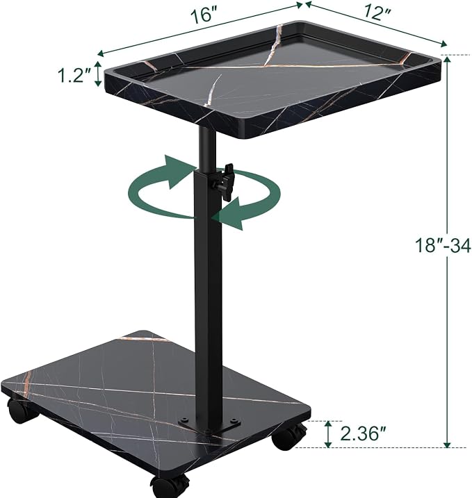C Table End Table Adjustable Height, 360°Swivel TV Tray Table - Image 3