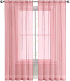 SpaceDresser Sheer Blush Curtains 4 Panels Rod Pocket Semi-Sheer Curtain 84 - Image 8