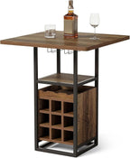 LITTLE TREE Square Bar Table, Wine Bar Cabinet - Image 9