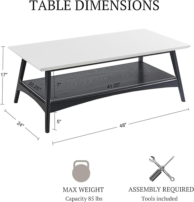 Madison Park Coffee Table with Storage Shelf, Rectangular Table - Image 2