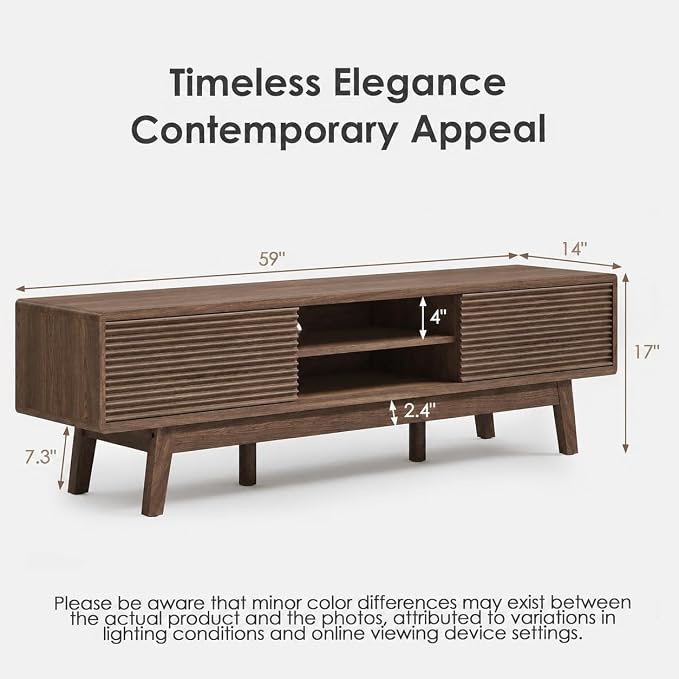TOLEAD 59" TV Console, Mid Century Modern TV Stand - Image 2