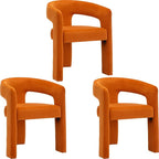 BESTANO Set of 3 Modern Velvet Fabric Upholstered Dining Chairs by BESTANO