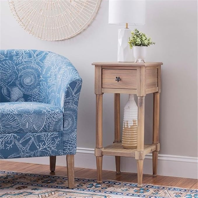 Linon Styers Wood Accent Starfish Coastal Side Table in Natural - Image 2