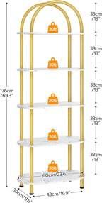 HOOBRO 5 Tier Open Bookshelf, Industrial Arched Bookcase Display Shelf Rack - Image 3