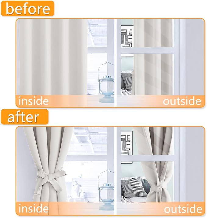 Room Darkening Curtains for Bedroom, 70 x 84 Inches Ivory, 2 Panels | Thermal - Image 4