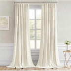MIULEE Beige White Back Tab Blackout Curtains 52x102 Inch Long 2 Panels Set | - Image 9