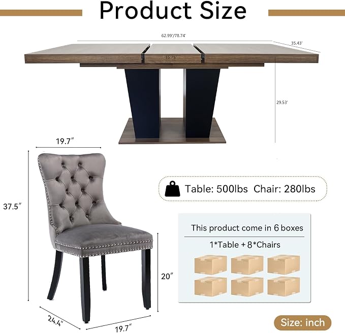 Henf 9 Pieces Extendable Dining Table Set - Image 7
