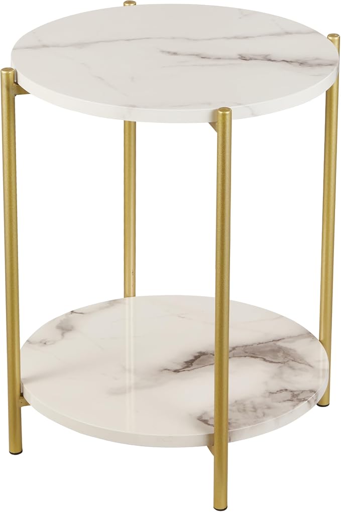 Gawicpy 2 Tier Round Side Table, Folding End Tables Coffee Table Simplistic by Gawicpy