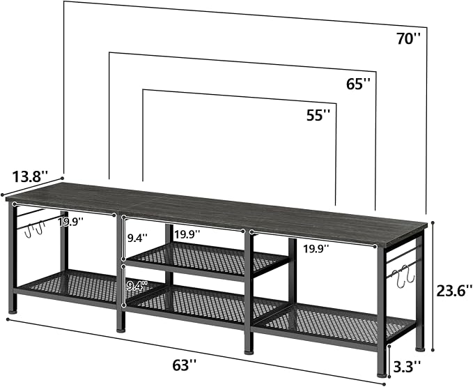 Furologee TV Stand for TVs up to 70 Inch, 63 Inch Entertainment Center - Image 2