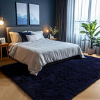 Navy Blue Rug 3x5, Fluffy Dark Blue Rugs - Image 10