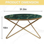 HLR Round Coffee Table with Green Faux Marble Top - Image 2