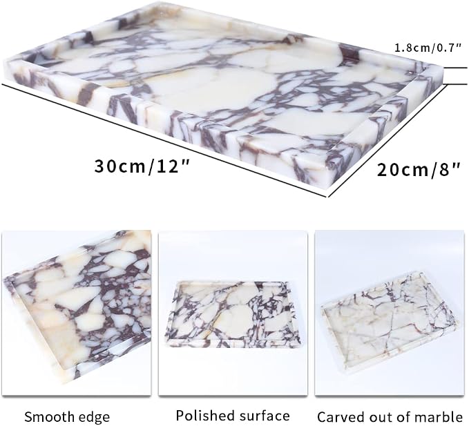 Real Luxurious Natural Marble Vanity Tray Genuine Marble/Stone Storage Tray - Image 2