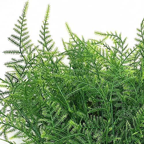 Artificial Plants, Plastic Grass Fern Shrubs Leaves Fake Bushes Outdoor Indoor Greenery Home Garden Décor UV Resistant Planting Filler Table Centerpieces Arrangements DIY Decoration 8 Pack - Image 3