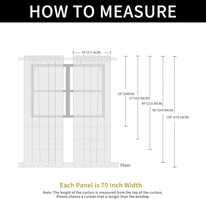 SpaceDresser Basic Rod Pocket Sheer Voile Window Curtain Panels White 1 Pair 2 - Image 7