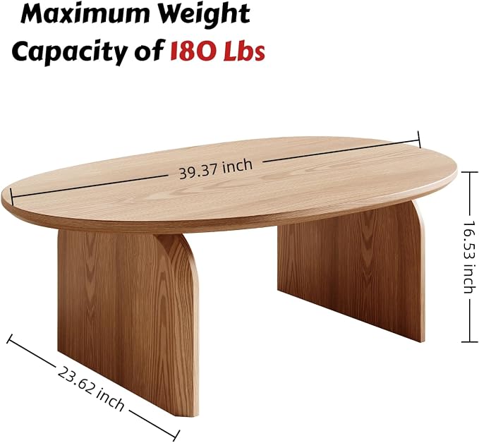 Honyee Modern Oval Coffee Table, Small Coffee Tables - Image 2