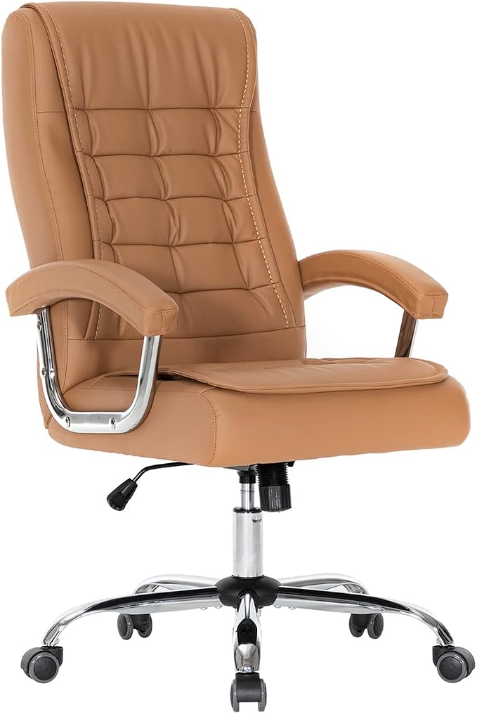 Executive Office Chair Adjustable Leather Chair High Back Swivel Office Desk by HOXNE