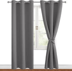 Blackout Curtains for Bedroom 38 x 84 Inch Long Light Grey 2 Panels | Thermal by Hiasan