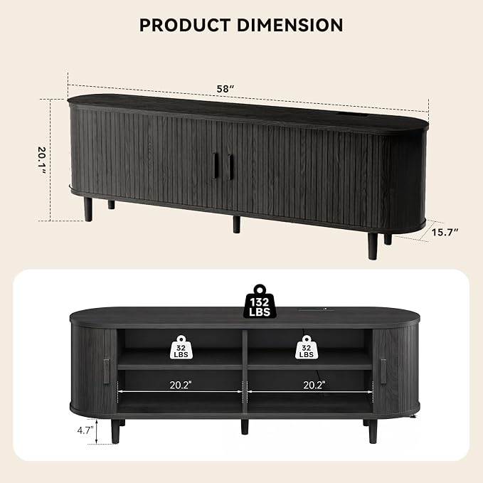 58" Mid Century Modern TV Stand - Image 3