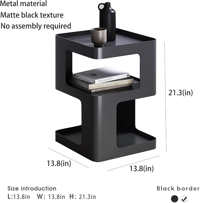 Modern Metal Side Table with Storage, Small End Table - Image 3
