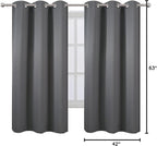 Grey Blackout Curtains 42 x 63 Inch Length/Set of 2 Curtain Panels/Thermal - Image 10