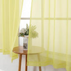 Goose Yellow Sheer Curtains 63 Inch Length 2 Panels, Light Filtering Voile - Image 4