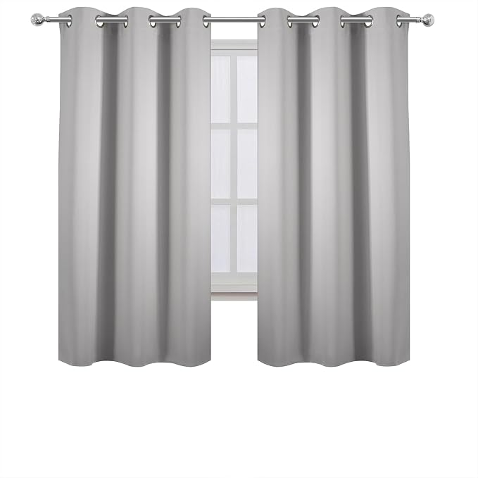 Light Grey Blackout Curtains 42 x 54 Inch Length Set of 2 Panels Grommet - Image 2
