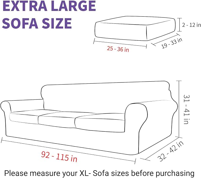 ZNSAYOTX Oversized Velvet Couch Cover 4 Piece Stretch Sofa Covers - Image 6