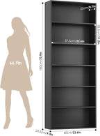 FOTOSOK 6-Tier Open Bookcase and Bookshelf, Freestanding Display Storage - Image 3