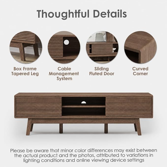 TOLEAD 59" TV Console, Mid Century Modern TV Stand - Image 5
