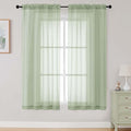 Light Green Sheer Curtains 63 Inch Length 2 Panels Set by WelvetBLK