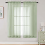 Light Green Sheer Curtains 63 Inch Length 2 Panels Set by WelvetBLK