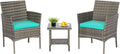 FDW | 3-Piece Patio Furniture Set | Gray & Blue | Outdoor Wicker Furniture by FDW