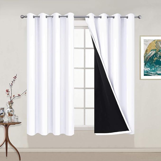 Yakamok Pure White 100% Blackout Curtains 54 Inches Long 52" Wide 2 Panel | by Yakamok