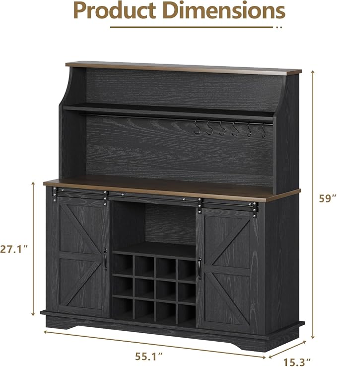 55 Inch Farmhouse Coffee Bar Cabinet - Image 2