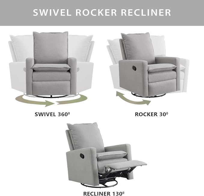 Oxford Baby Uptown Upholstered Swivel Glider and Recliner Nursery Chair - Image 5