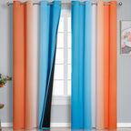 Ombre Orange and Blue Blackout Curtains 52Wx84L Inch Long | Gradient Curtains by ESTELARTEXTILER