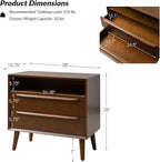 HULALA HOME End Table with Charging Station, Mid-Century Modern 2 Drawer and - Image 2