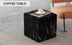 16'' Cube Coffee Table with Marble Stone Pattern, Square No Assembly End Table - Image 9